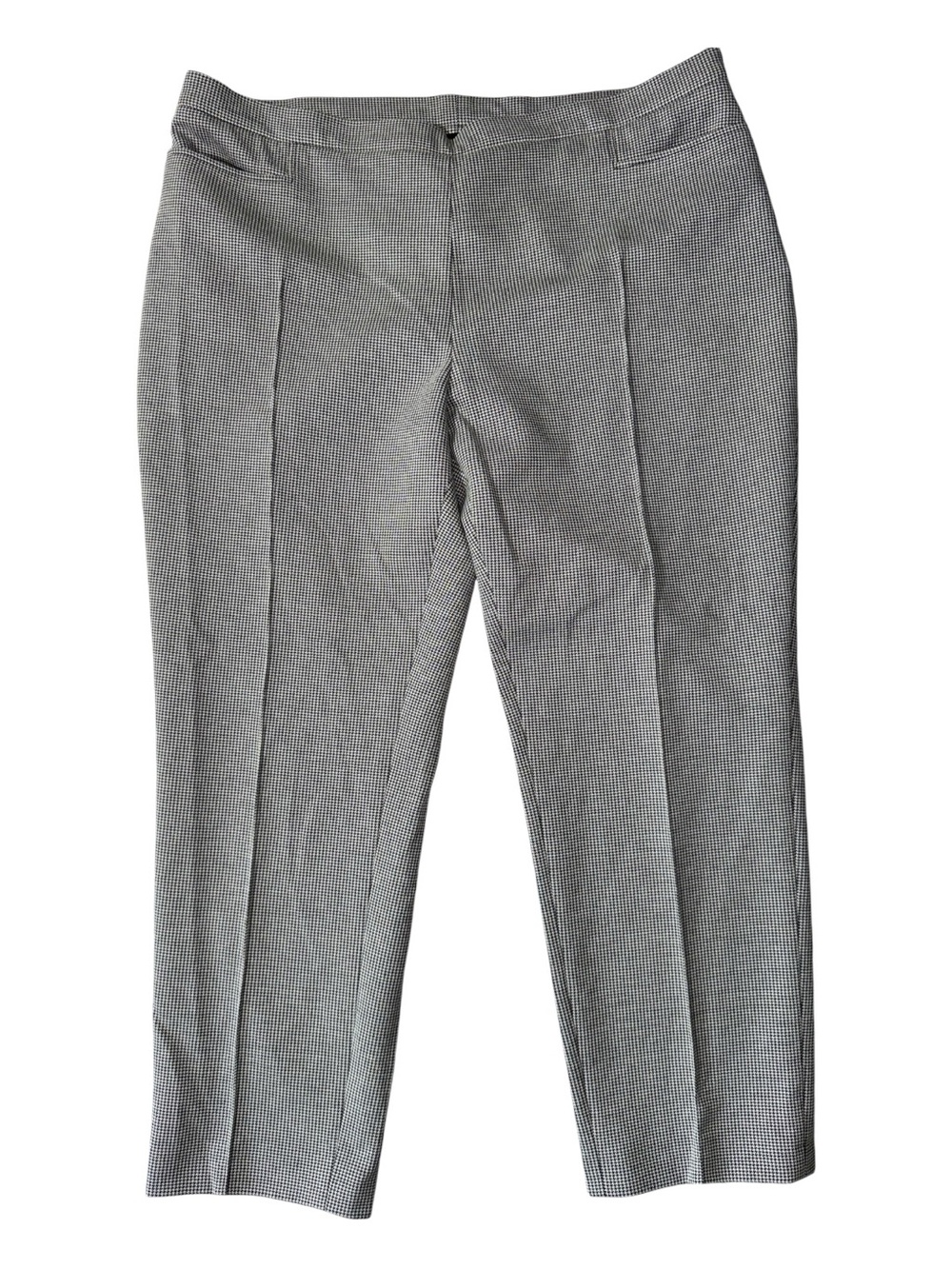 Akris Punto women’s 16 black white houndstooth cotton blend trouser pants EUC